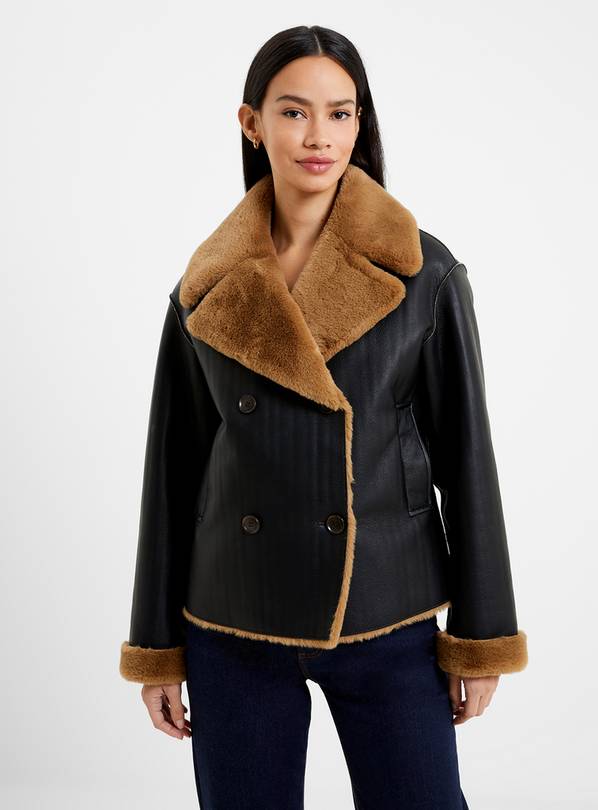 FRENCH CONNECTION Cerys Pu Faux Fur Jacket XS